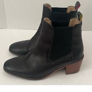 Women's Joules Black Hartford‎ Low Heeled Fall Winter Leather Boots Size 8 US